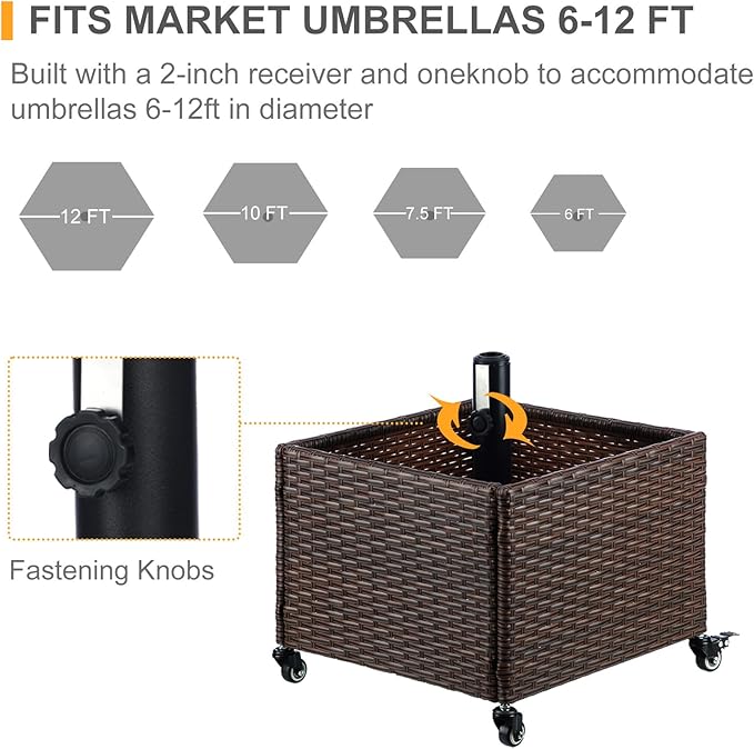 SUNNYPARK Umbrella Stand Outdoor Base with 4 Wheels Heavy Duty Patio Umbrella Planter for Garden Backyard Deck Poolside