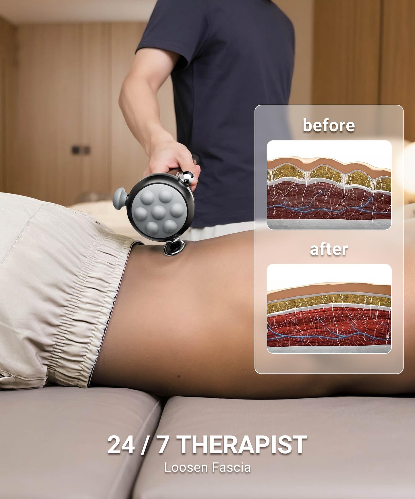 HYAKO Pro Max Therapy Massager - 6500 RPM Pro-Grade Deep Tissue Vibration for Full Body Pain Relief & Fascia Release | for Large Muscles & Sensitive Areas | Handheld Portable Massage Gun (Grey)