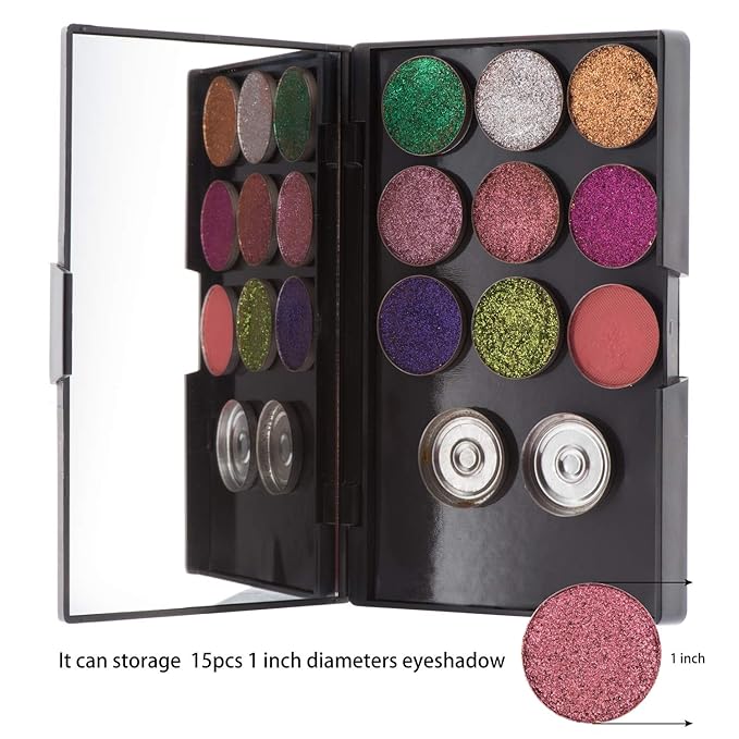 Allwon Empty Magnetic Plastic Eyeshadow Makeup Palette with 15Pcs Adhesive Empty Palette Metal Stickers for Eyeshadow Lipstick Blush Powder (Pack of 2)