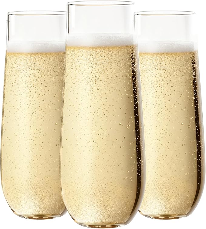 Ciaell 24 Pack Plastic Champagne Flutes - 9 Oz Disposable Champagne Glasses - Stemless Mimosa Glass for Parties & Weddings...
