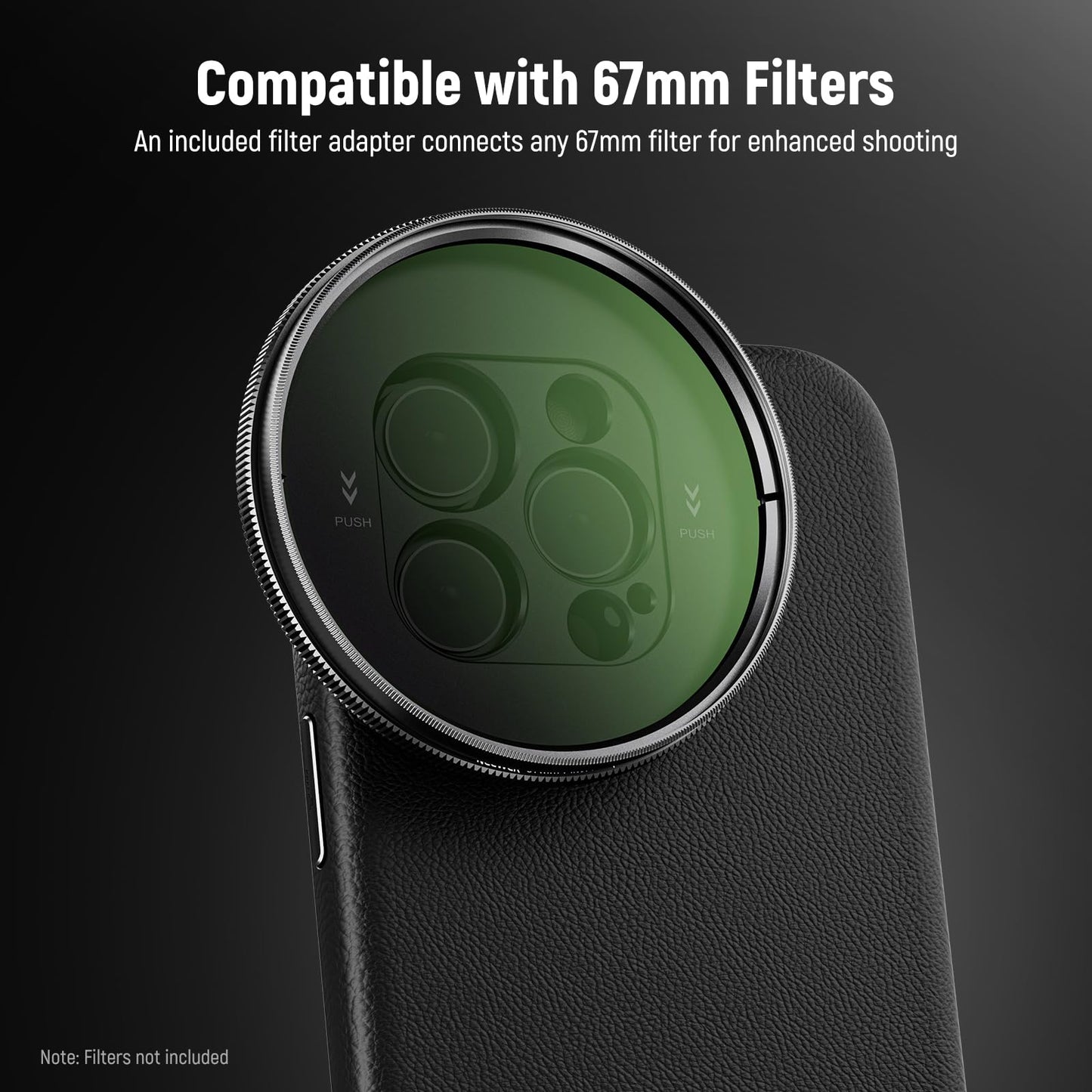 Neewer Phone Case For 16 Pro Max, Tpu/Pc Protective Heavy Duty Case With 17Mm Lens Mounts, 67Mm Filter Adapter, Nonslip Faux Lea