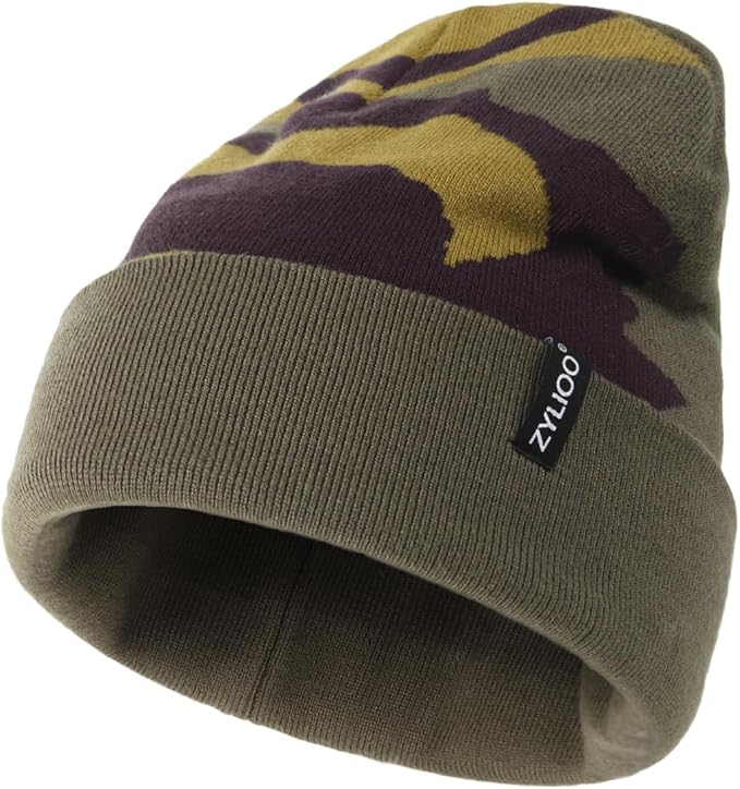 Zylioo Oversize Beanie Hats, XXL Big Size Ribbed Knit Cuffed Winter Hat for Cold Weather, Warm Skull Watch Cap