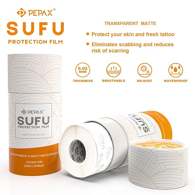 PEPAX SUFU Tattoo Aftercare Bandage - 4"x 10 Yard Second Skin Tattoo Cover Up Patch Waterproof Tattoo Bandage Breathable Tattoo Cover Up Tape Transparent Tattoo Wrap for Healing Tattoo Protection Film