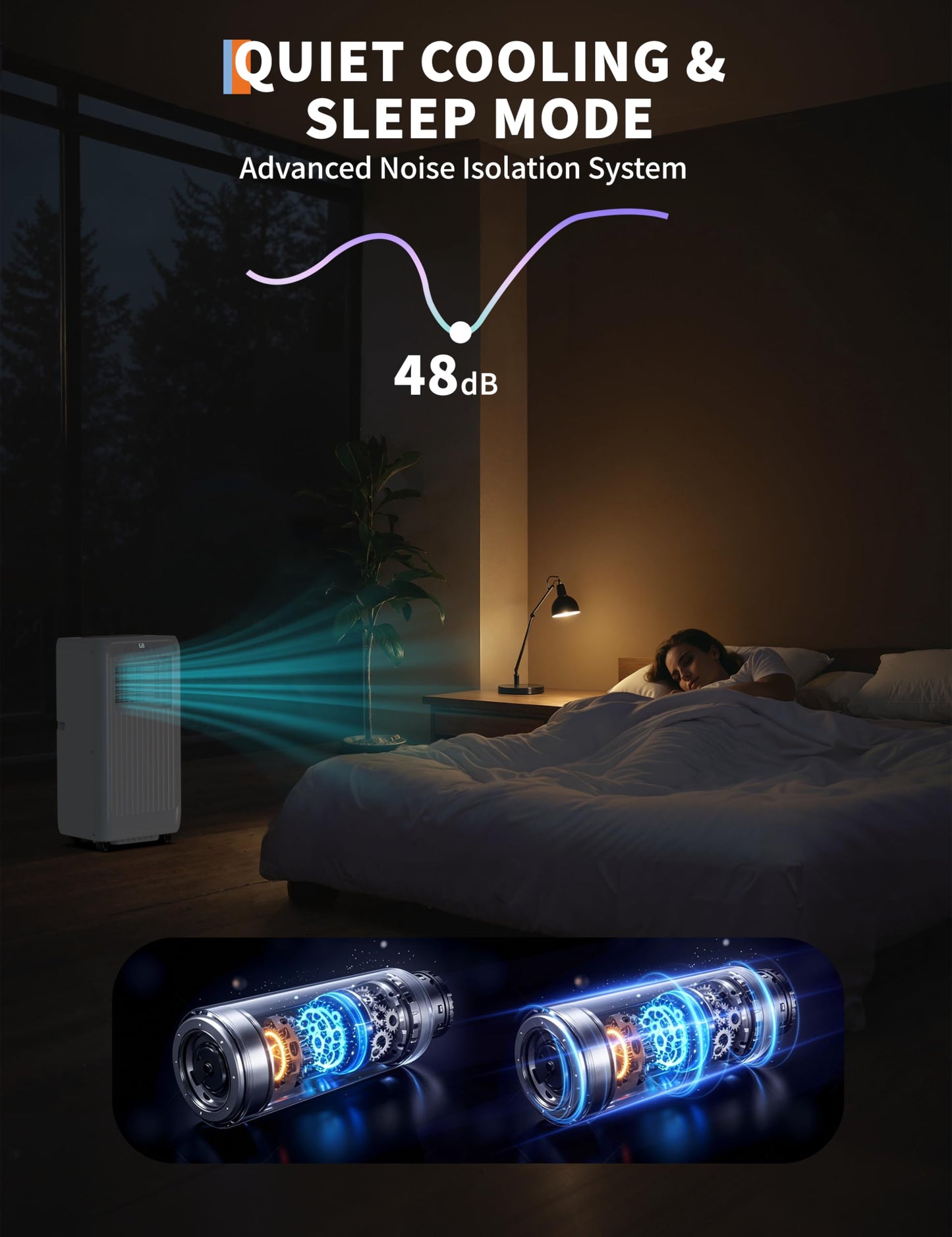 Garveetech 8,000 Btus Portable Air Conditioner, 3-In-1 Quiet Room Ac, High Efficiency, Portable Ac Unit With Fast Cooling/Energy