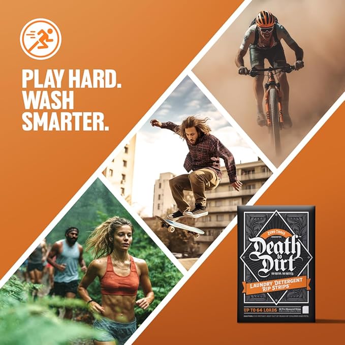 Death to Dirt Laundry Detergent Sheets, 192 Loads, Tough on Stains and Odors, Gentle on Skin and Fabric, Plant-Based & Eco-Friendly, Zero Trace Unscented, 32ct (3 Pack)