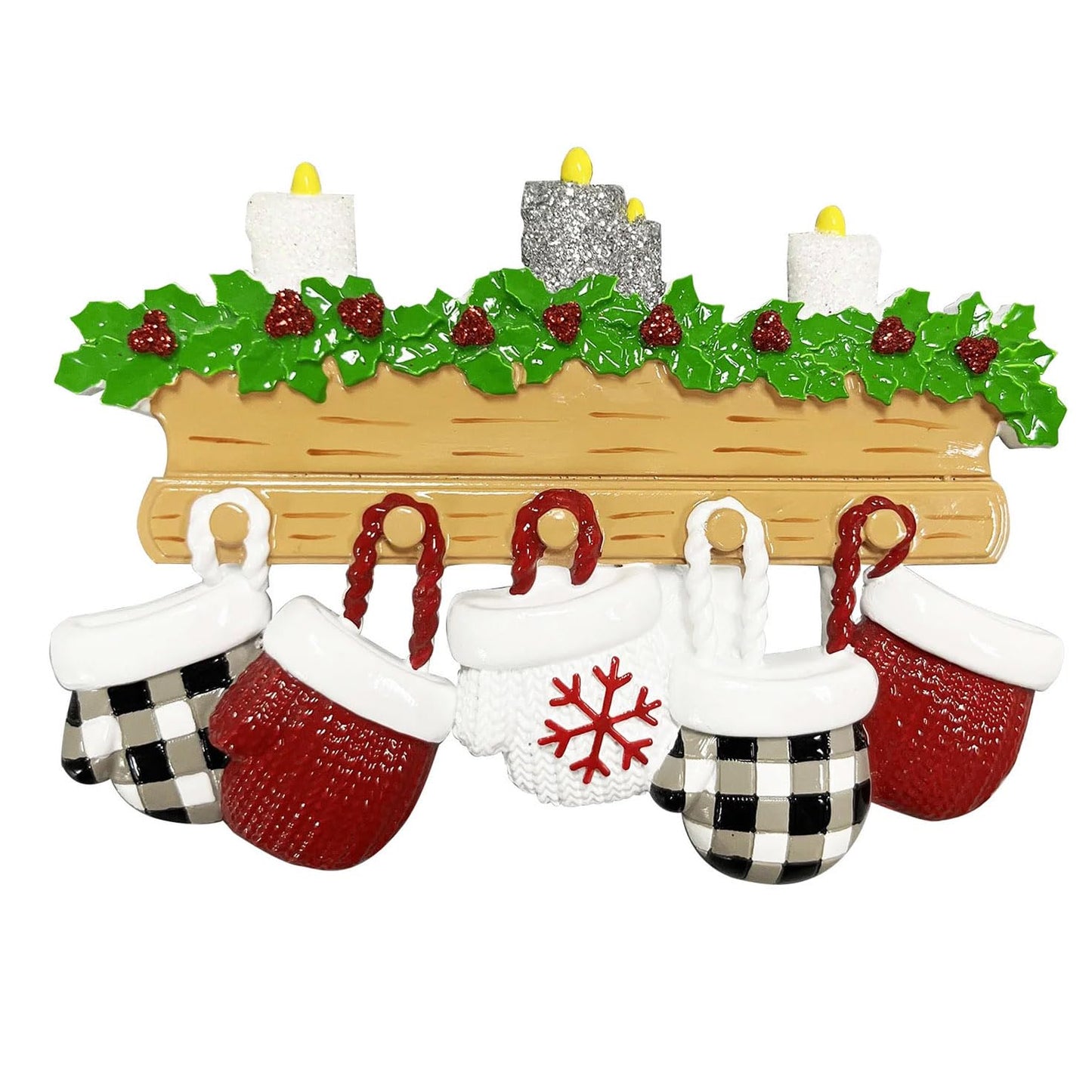 Personalized Mitten Family Happy Christmas Tree Ornament - Customized With Family Names - Free Personalization - New for 2024 (Family of 5)