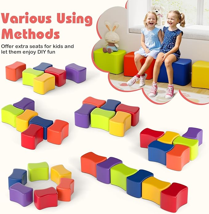 Costzon 6-Piece Modular Stool Set for Kids, 10'' Waterproof Daycare Butterfly Foam Stools Preschool Seating for Toddlers, Flexible Seating Option for Classroom, Home, Kindergarten or Nursery