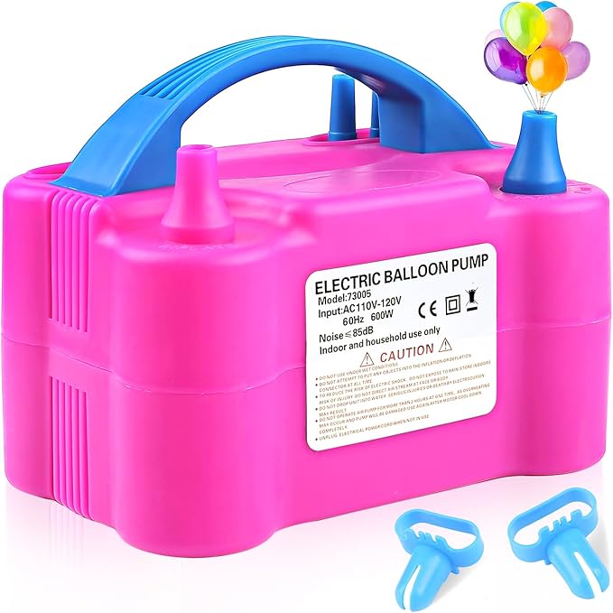 QIPUMP Balloon Pump Electric,110V 600W Balloon Blower Inflator Dual Nozzle Air Pump Balloons Inflator for Decoration, Part...
