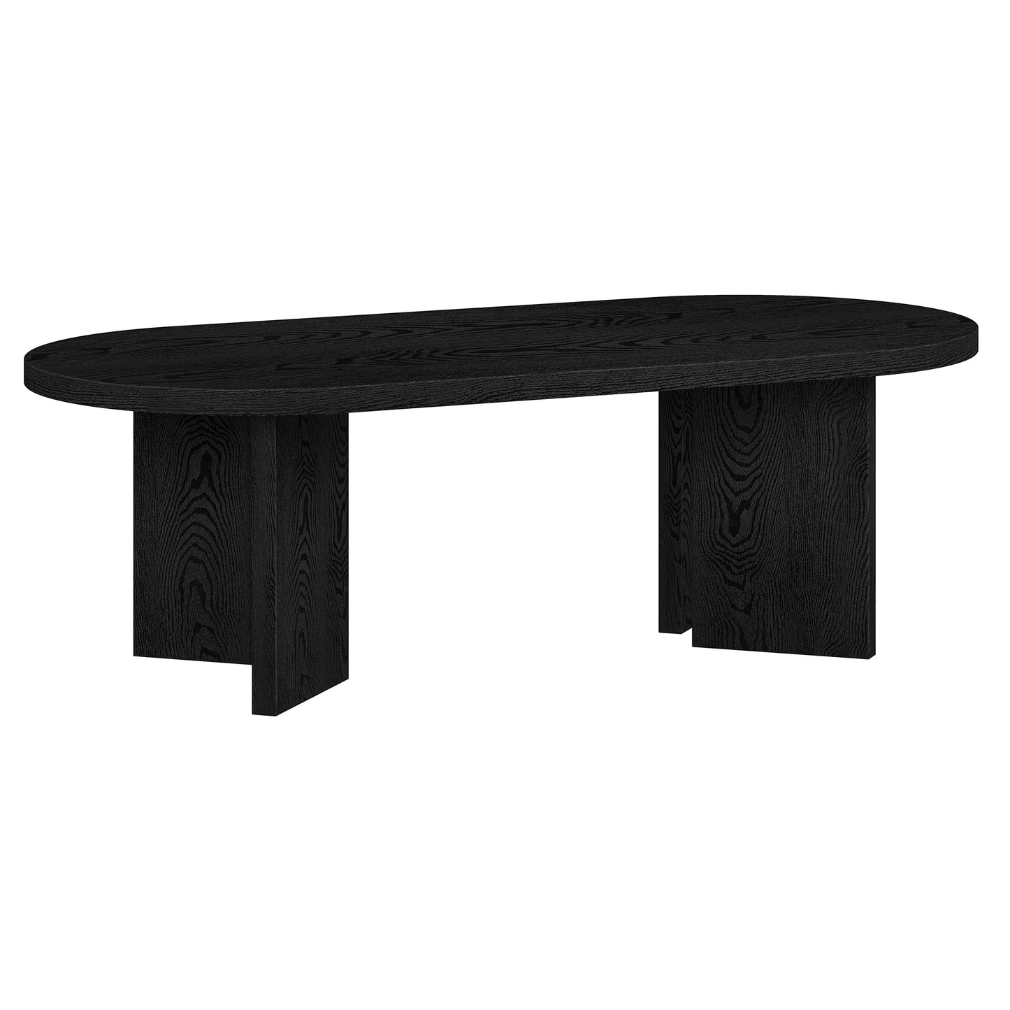 Henn&Hart 48" Oval Wood Low-Profile Coffee Table for Living Room, Family Room or Office, Natural Black
