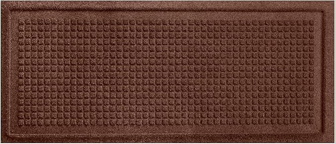 Bungalow Flooring Waterhog Indoor/Outdoor Boot Tray, 15 by 36 inches, Made in USA, Skid Resistant, Easy to Clean, Catches Water and Debris, Squares Pattern, Dark Brown