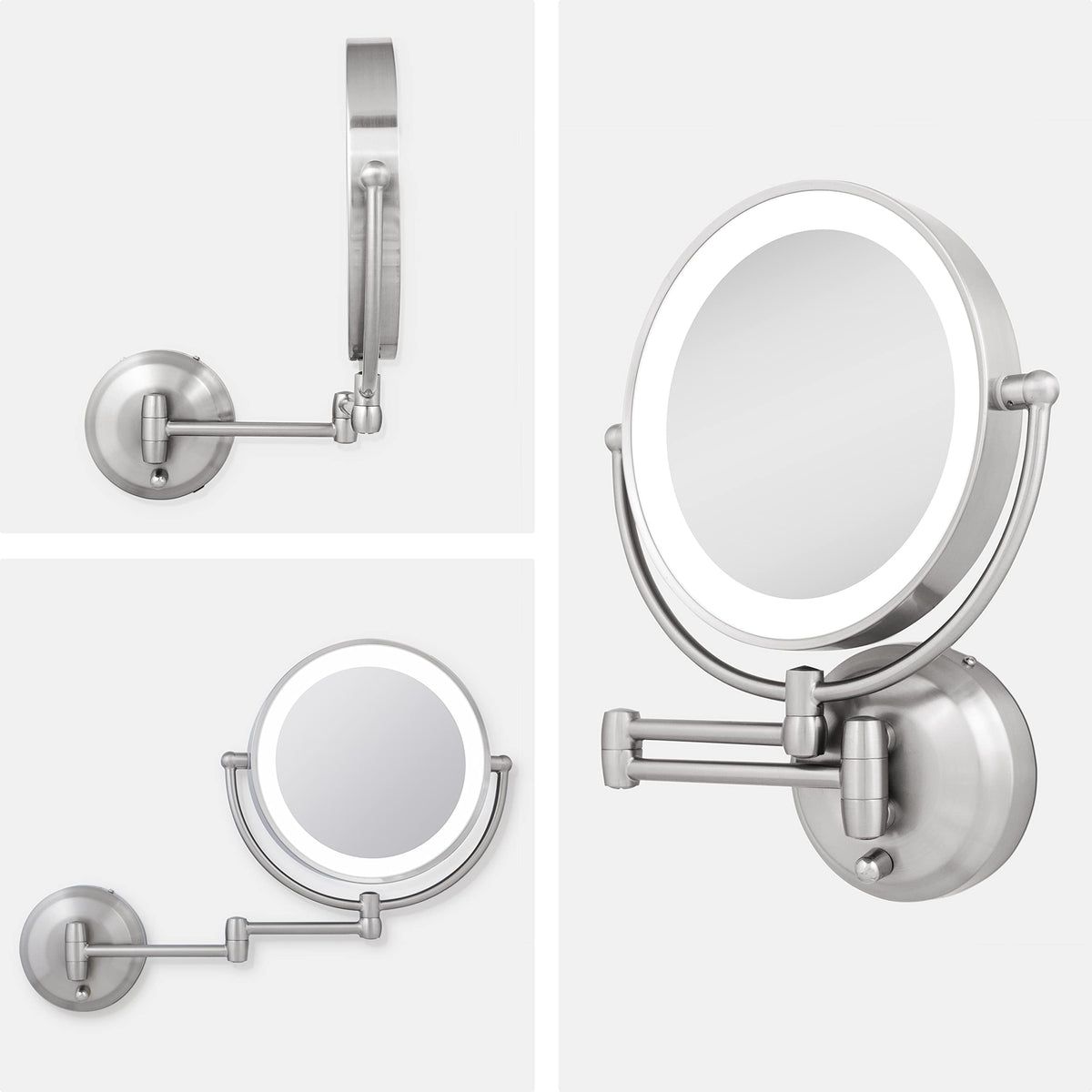 Zadro 11 LED Wall Mounted Makeup Mirror 5X/1X Shaving Mirror Plug in or Battery Operated Vanity Mirrors for Wall (Large | 5X/1X