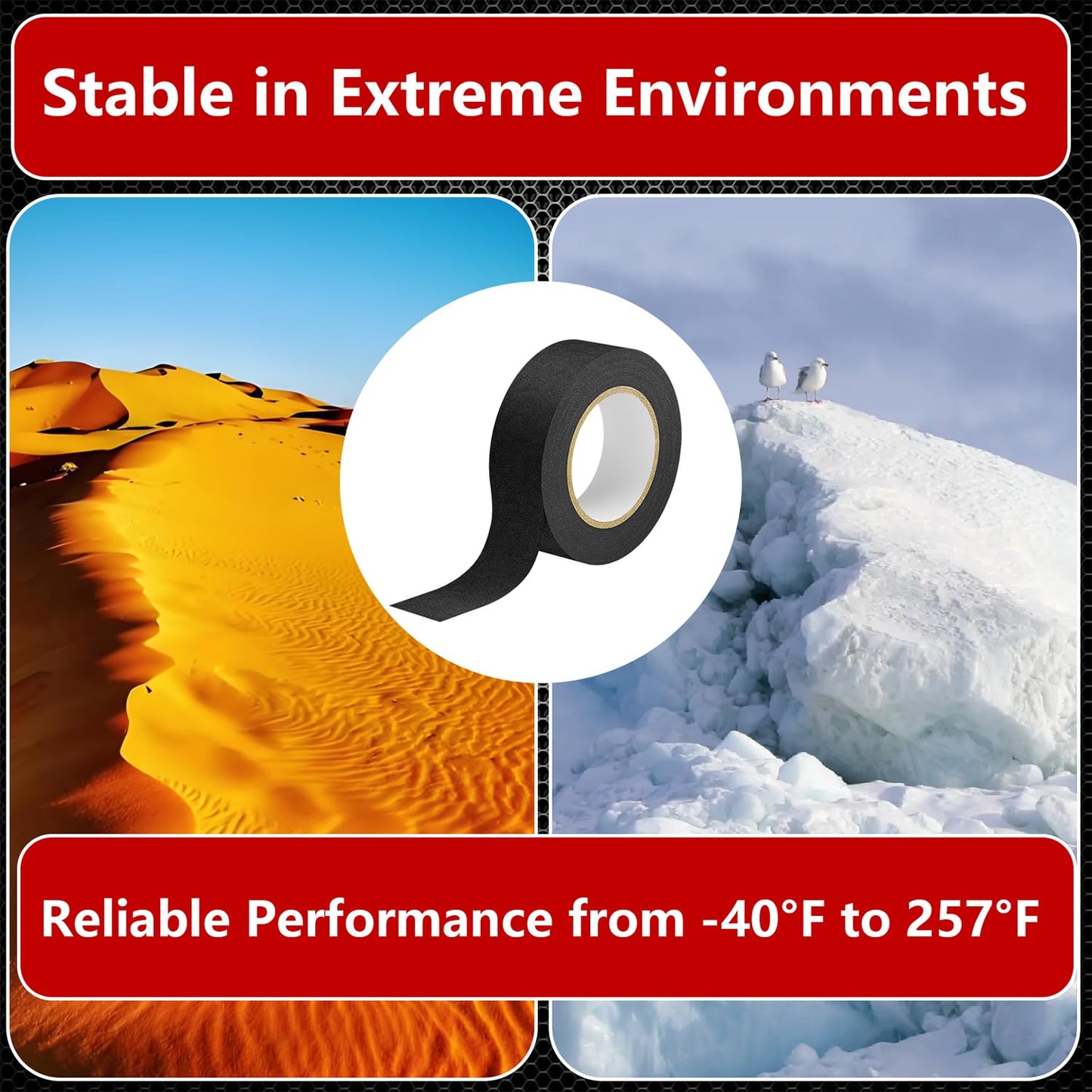 SWRT Wire Harness Tape, 3/4 Inch × 40 Feet, 8 Packs (320 Feet Total), Self-Adhesive Black Cloth Electrical Tape for Automotive Use, Fabric Tape Wire Wrap, High Temperature Resistance.