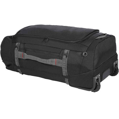 REDCAMP 120L Foldable Duffle Bag with Wheels and Shoe Compartment, 1680D Oxford Large Duffel Bag Backpack with Rollers for Travel, Camping, Hiking, Black