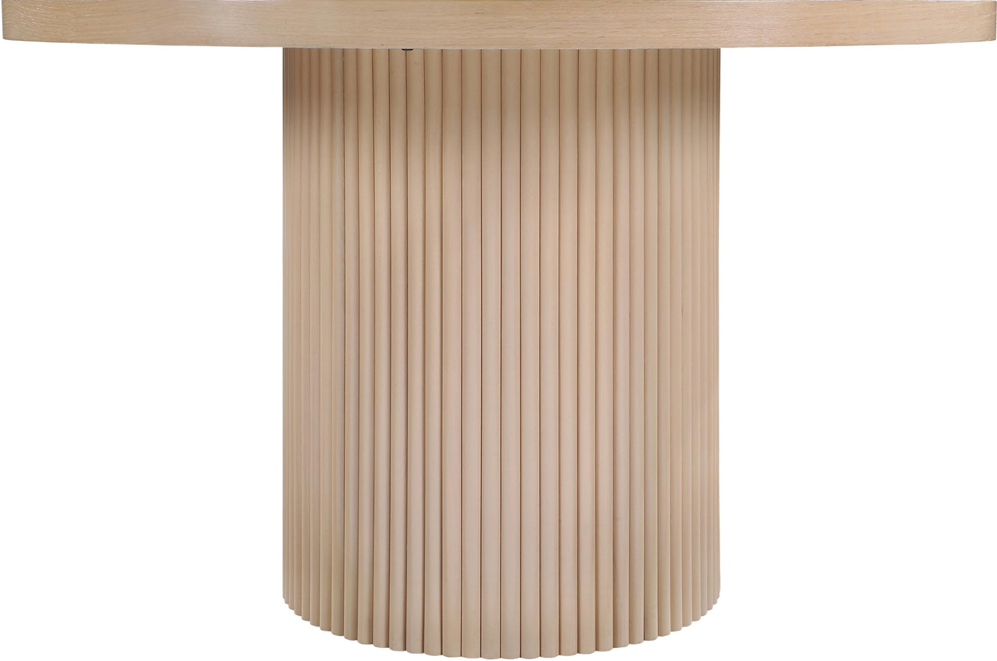 Meridian Furniture 728Oak-T Belinda Collection Mid-Century Modern Dining Table, Solid Wood Base, Natural Finish Oak Wood Veneer MDF Top, Round Top, Fluted Base, 48" W x 48" D x 31" H, Oak