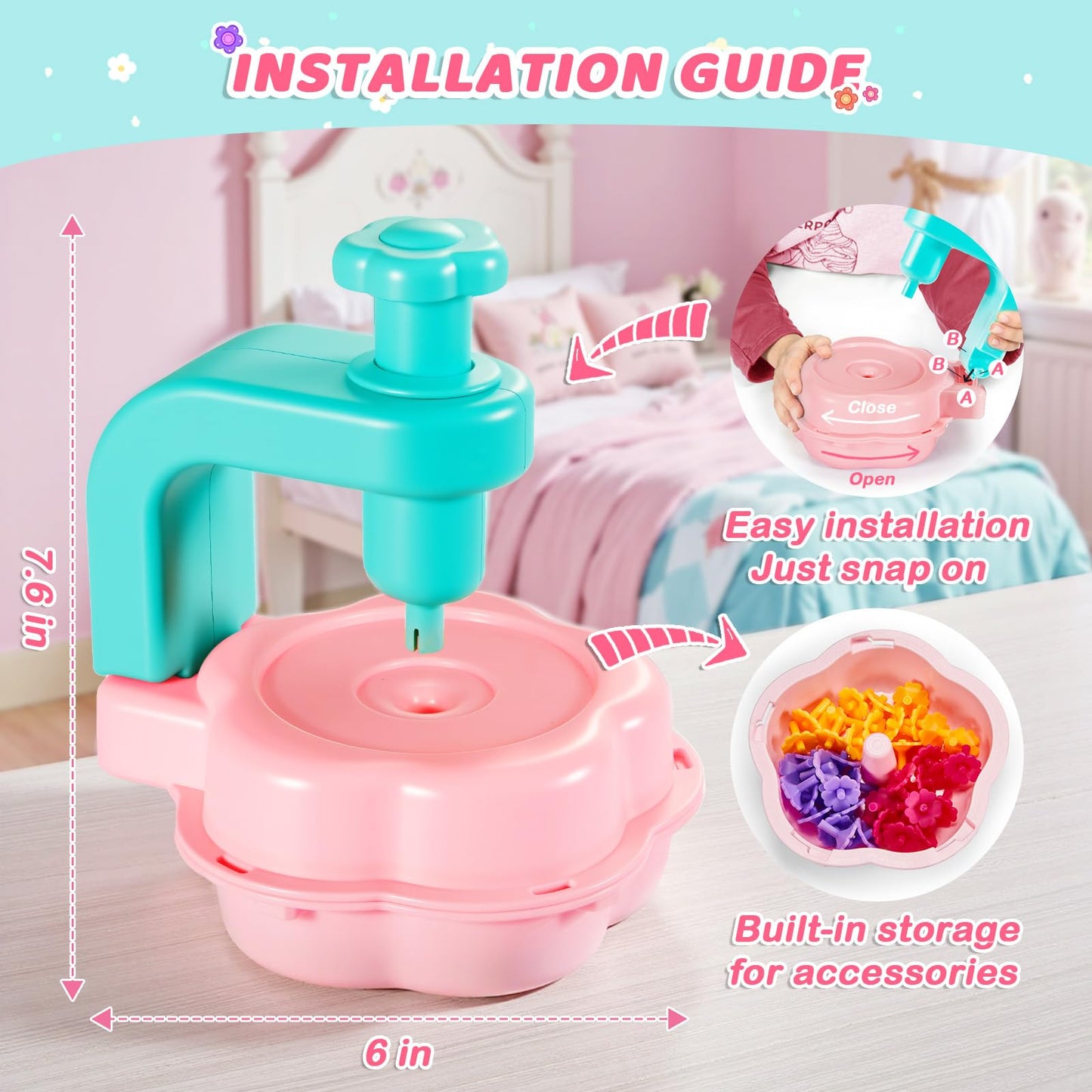 Flower Bouquet Craft Kit for Girls - Arts & Crafts Gift for 4 5 6 7 8 9 Year Old Girls, DIY Flower Making Toy Kit for Kids, Mess-Free Fun & Educational Activities for Preschool Kids, Birthday Gift