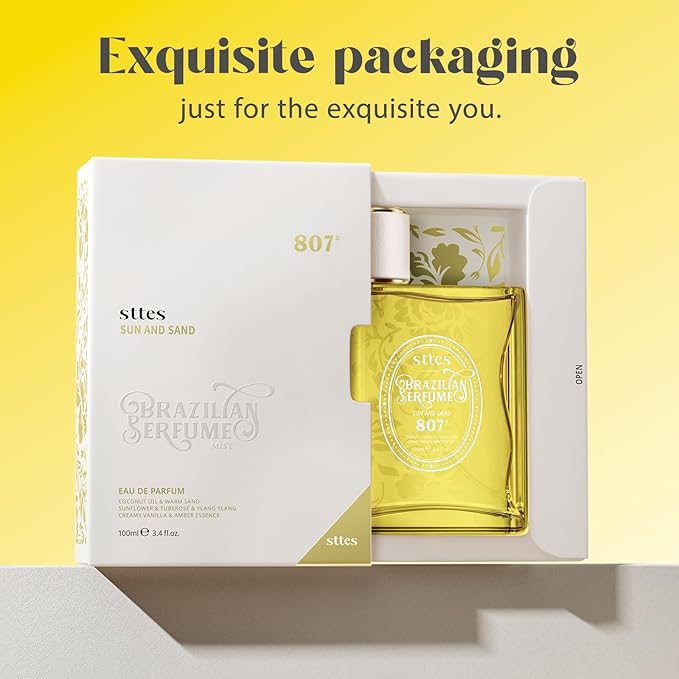 Sttes Perfume 807# (SUN AND SAND) – Eau De Parfum 100ml (3.4 fl oz) – Coconut Milk, Warm Sand, Vanilla