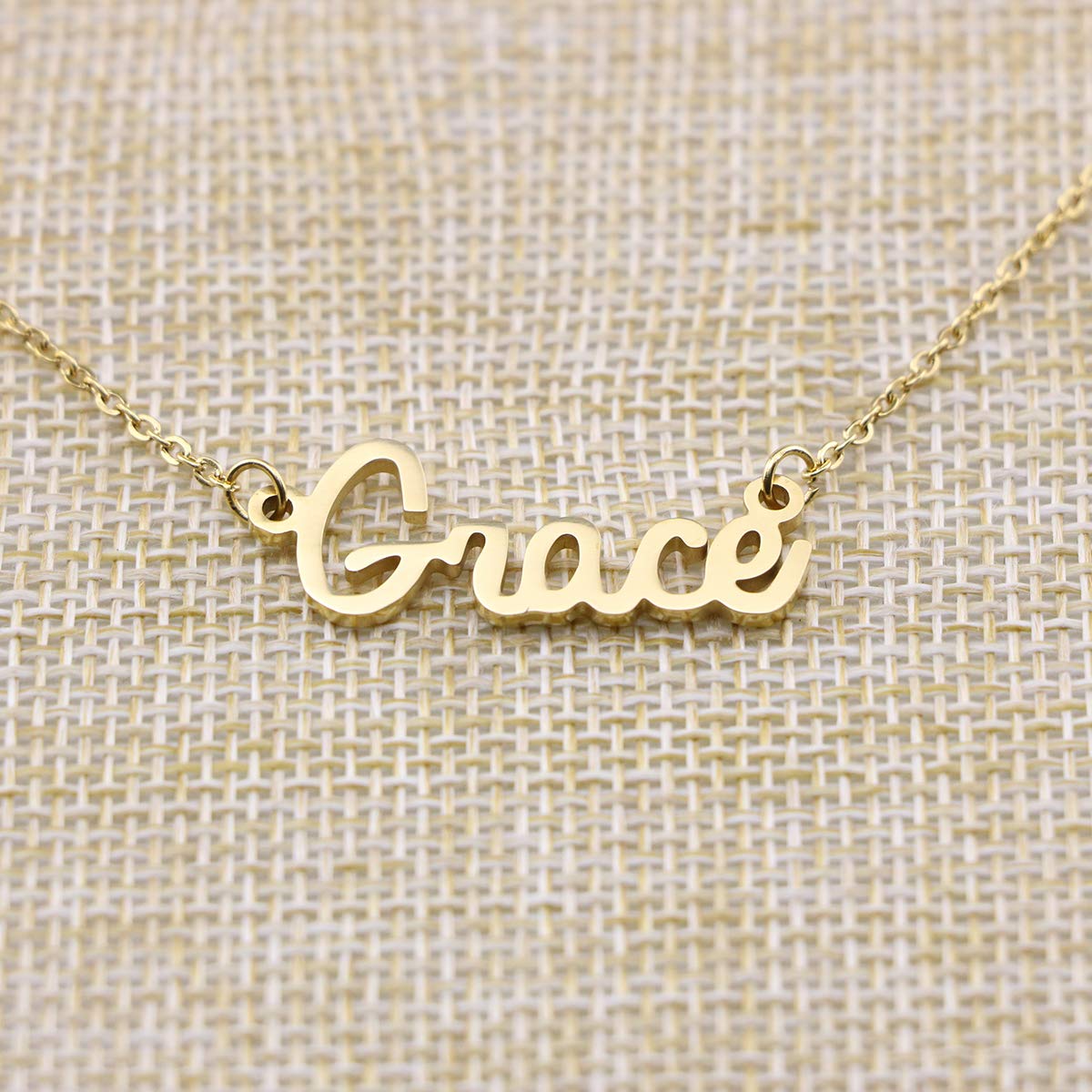 Personalized Name Necklace 18K Gold Plated Stainless Steel Pendant Jewelry Birthday Gift for Women Grace