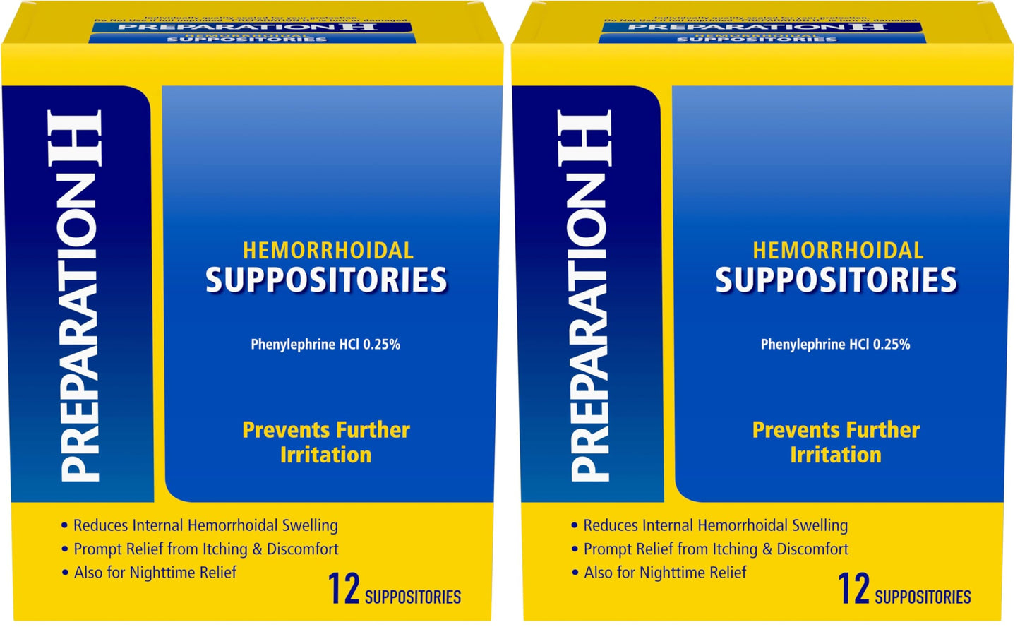 Preparation H Hemorrhoid Suppositories for Itching and Discomfort Relief - 12 Count (Pack of 2)