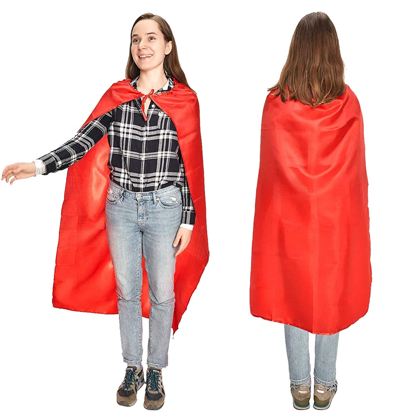 Maklulu Adult Superhero Capes and Masks - Halloween Costumes Adult Cape Superhero Party Capes(Red)