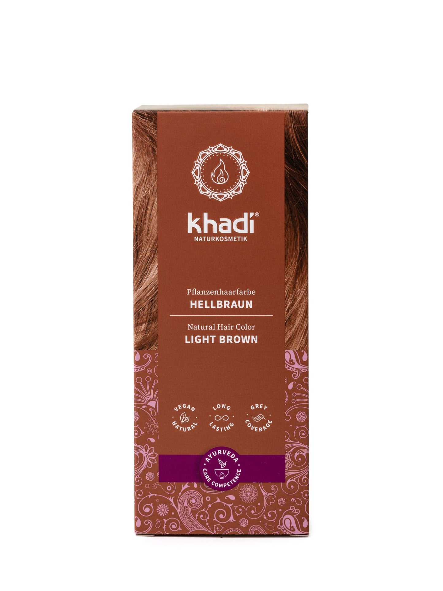 khadi LIGHT BROWN Natural Hair Color - Hair dye for light, warm fawn brown with lively reddish reflections - 100% herbal & natur