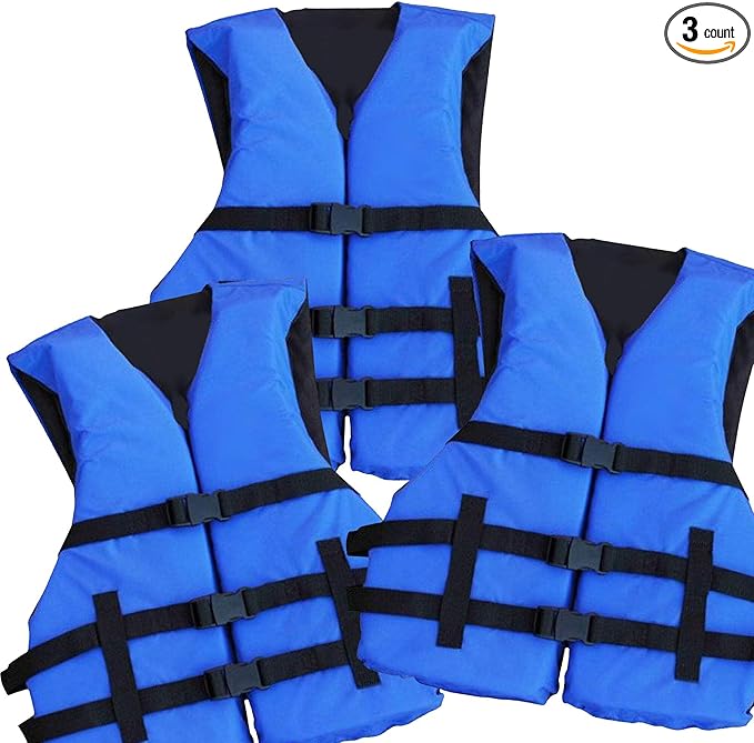 3 Pack Life Jacket Paddle Vest; Coast Guard Approved Type III PFD Life Vest Flotation Device; Jet ski, Wakeboard, Kayak; I...