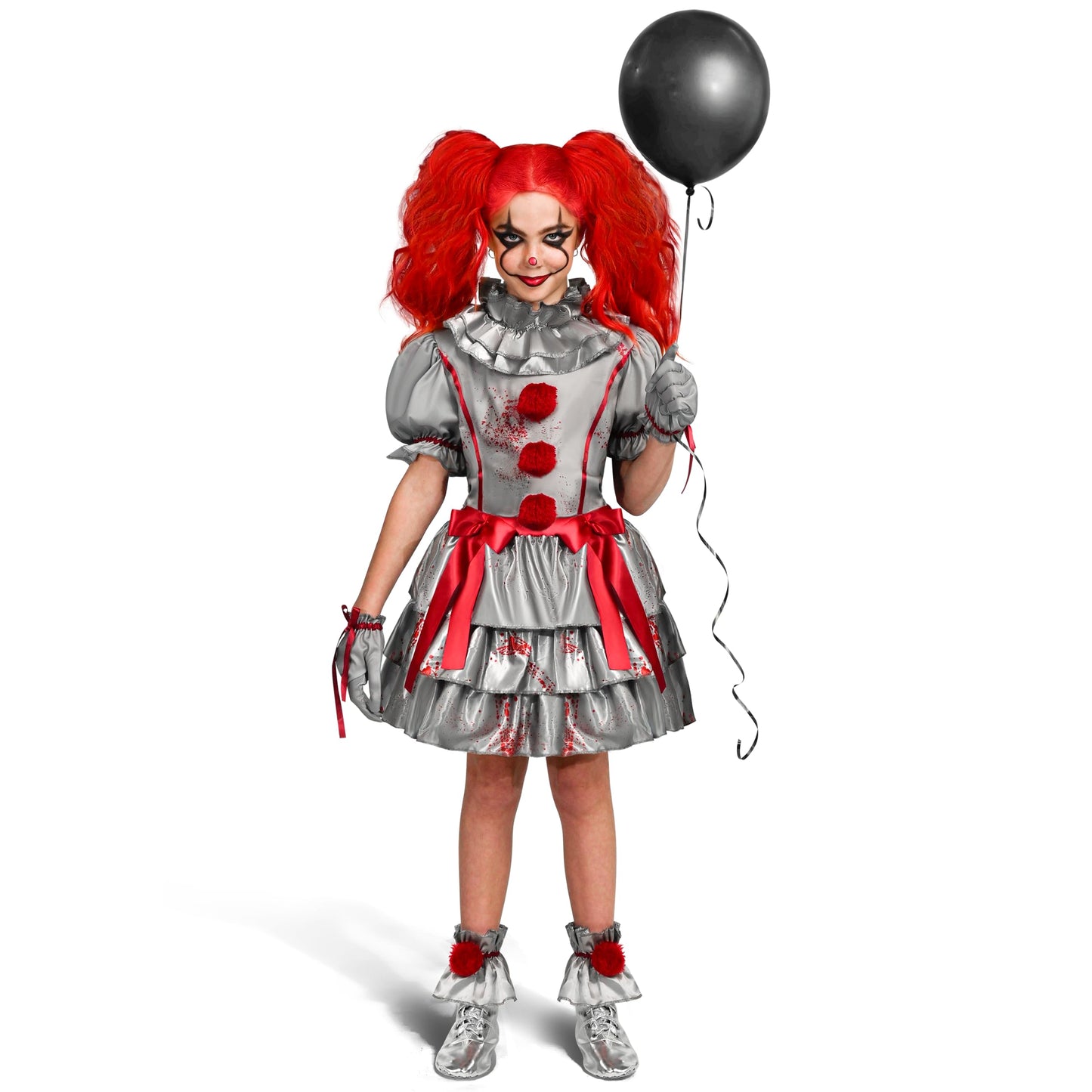 Spooktacular Creations Girls Clown Costume, Evil Clown Dress, Halloween Scary Jester Costume for Girls Halloween Dress Up, Role Play, Cosplay Party-S