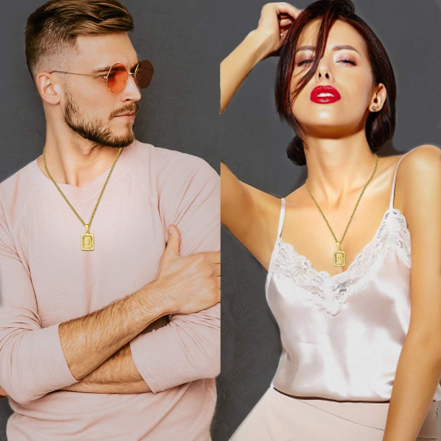 JSJOY Initial Necklace for Women Men, Gold Initial Pendant Necklace Monogram Letter L Necklace Boys Necklaces for Gradaution Gif