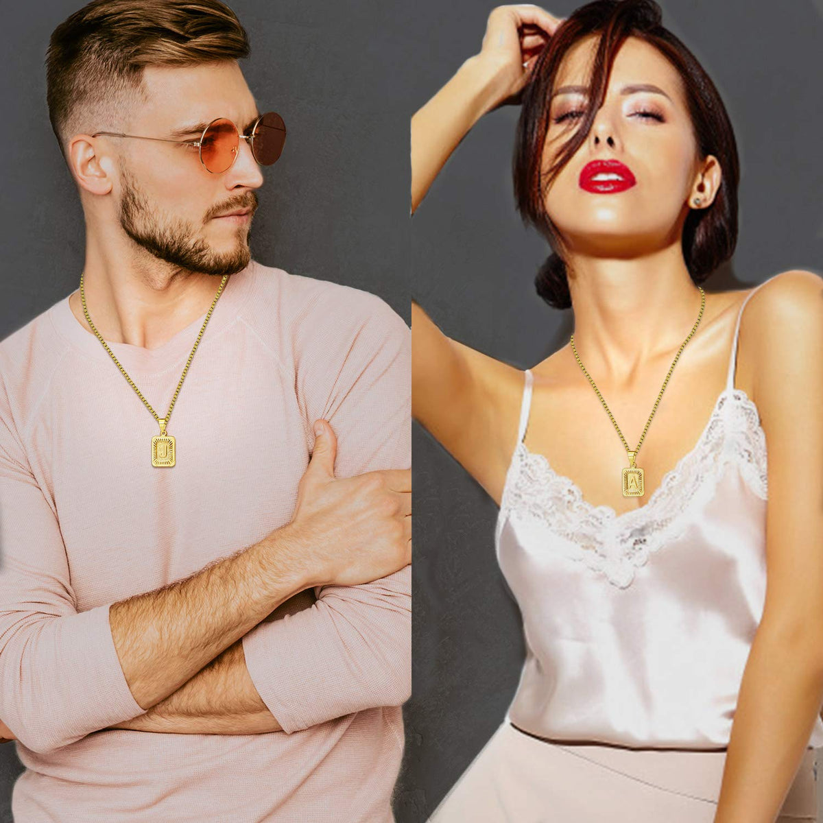 JSJOY Gold Initial Necklace for Women,Gold Pendant Initial Necklaces for Men Monogram Letter H Necklace Gold Men Necklaces