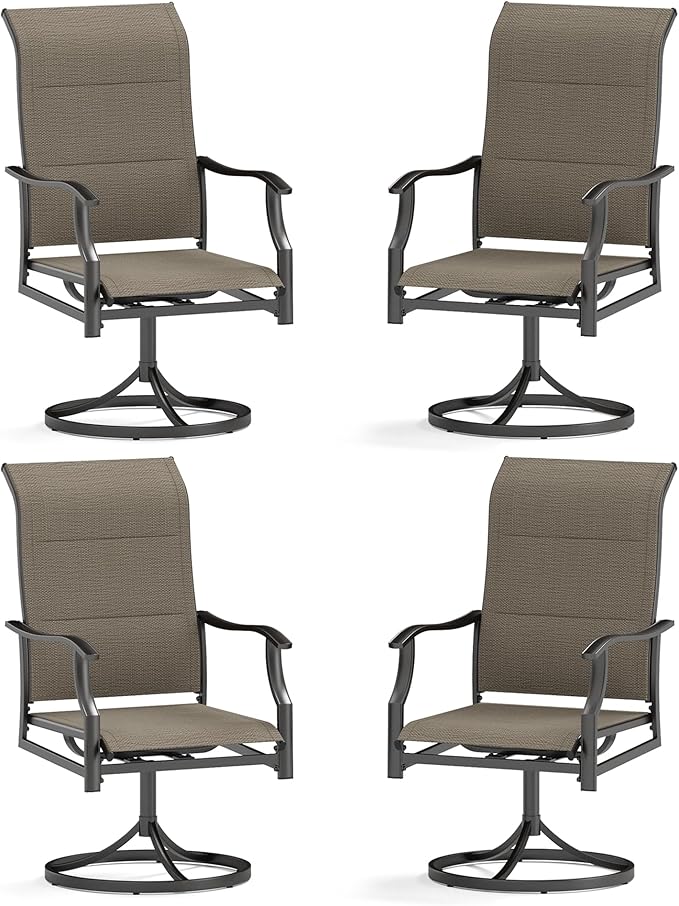 Sophia & William Outdoor Patio Swivel Dining Chairs Set of 4, High Back Padded Patio Dining Chairs, All Weather Textilene Mesh Fabric for Backyard, Poolside, Balcony and Garden