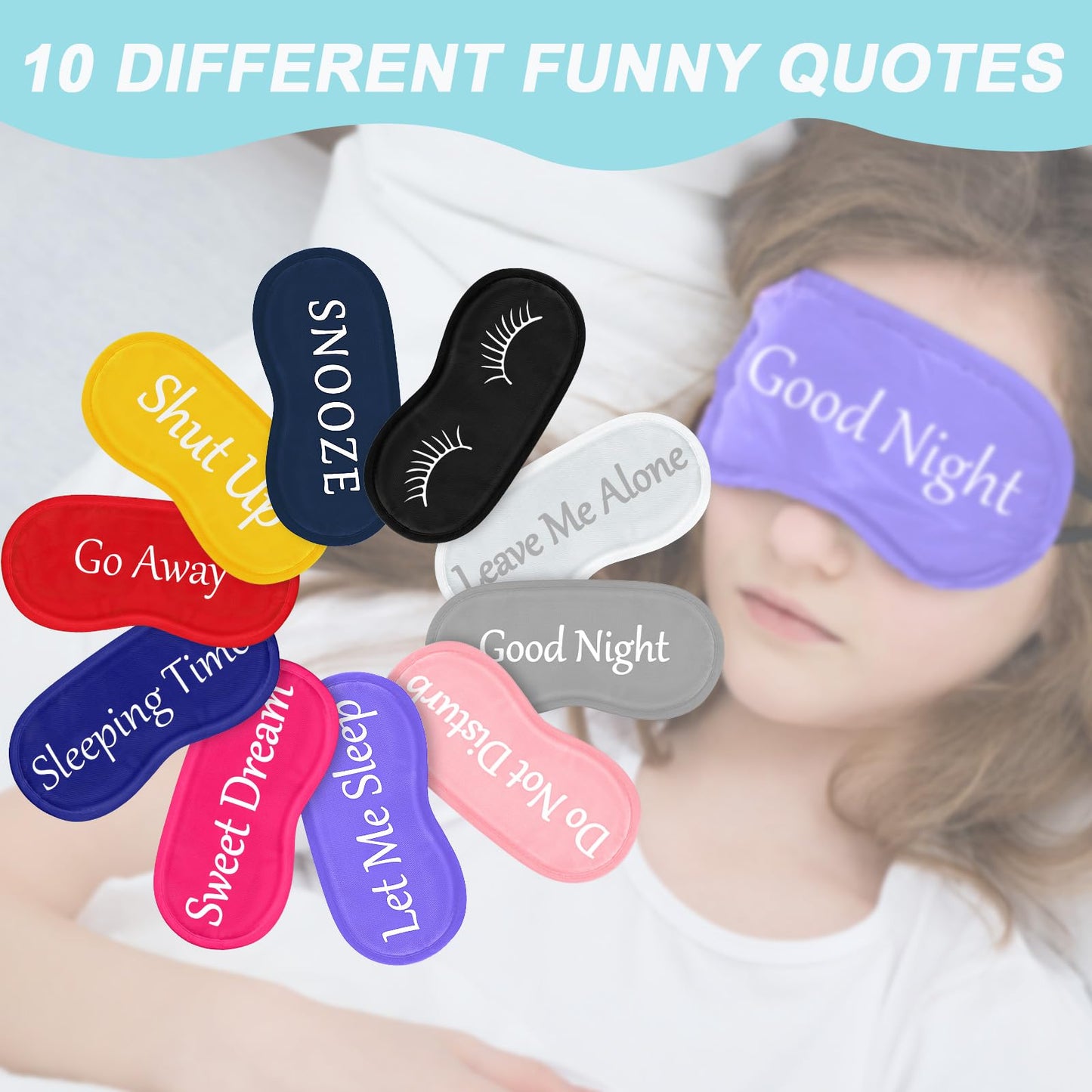 Eurzom 20 Pieces Funny Eye Sleeping Mask Bulk with Adjustable Strap Blackout Eye Sleep Mask for Night Blindfold Cover for Women Men(Fresh Colors)