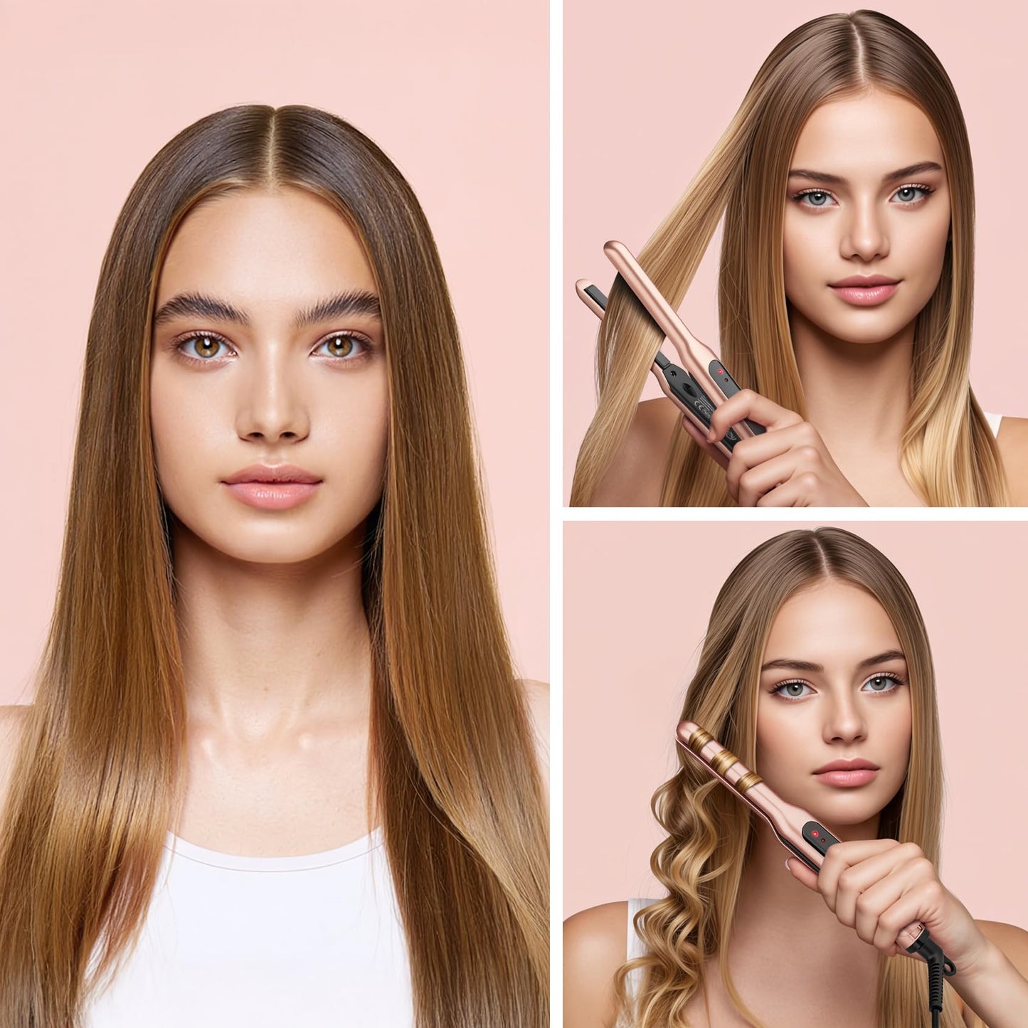 JAETON Small Flat Iron 3/10 Mini Hair Straightener for Short Hair Curling Iron for Edges,Mini Straightener for Travel,Fast Heat