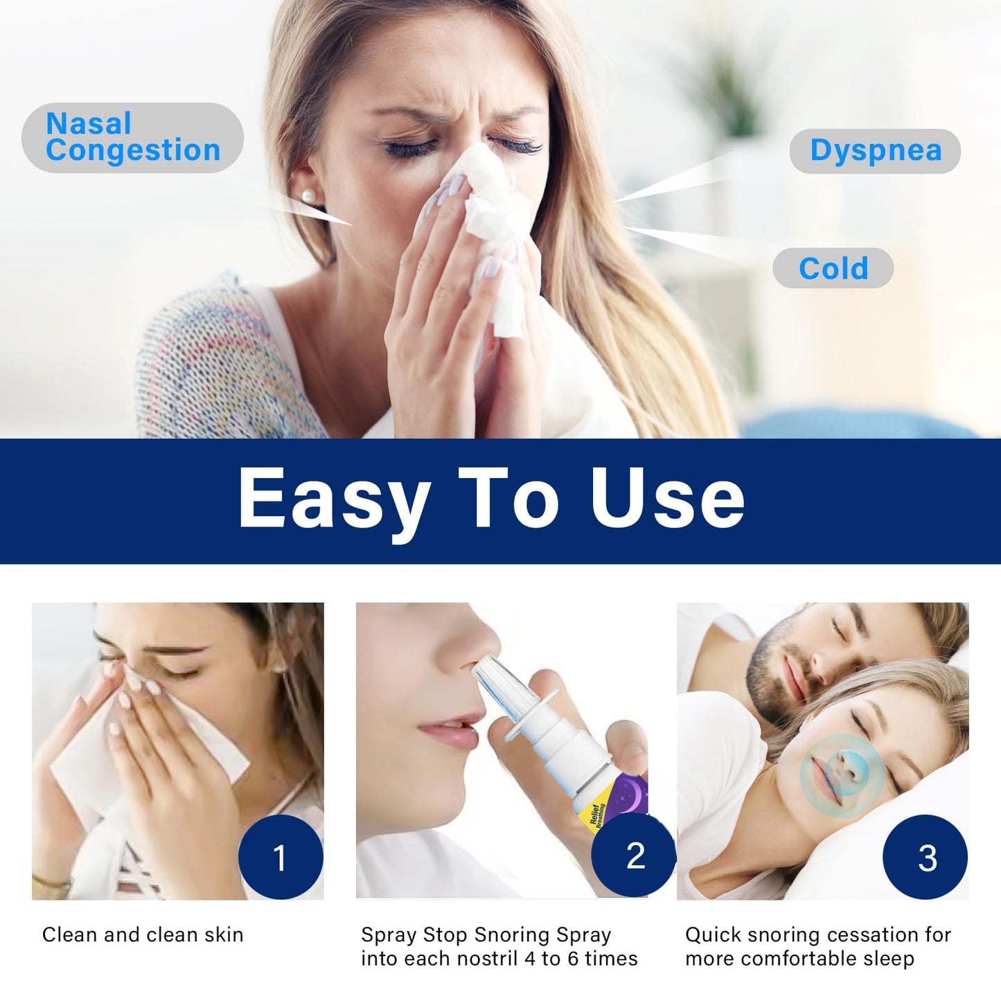 Anti Snoring Spray, Anti Snoring Devices, Fast Snoring Stop Drops for Better Sleep Effective Snoring Solution, Helps Open The Throat & Air Passage While Sleeping