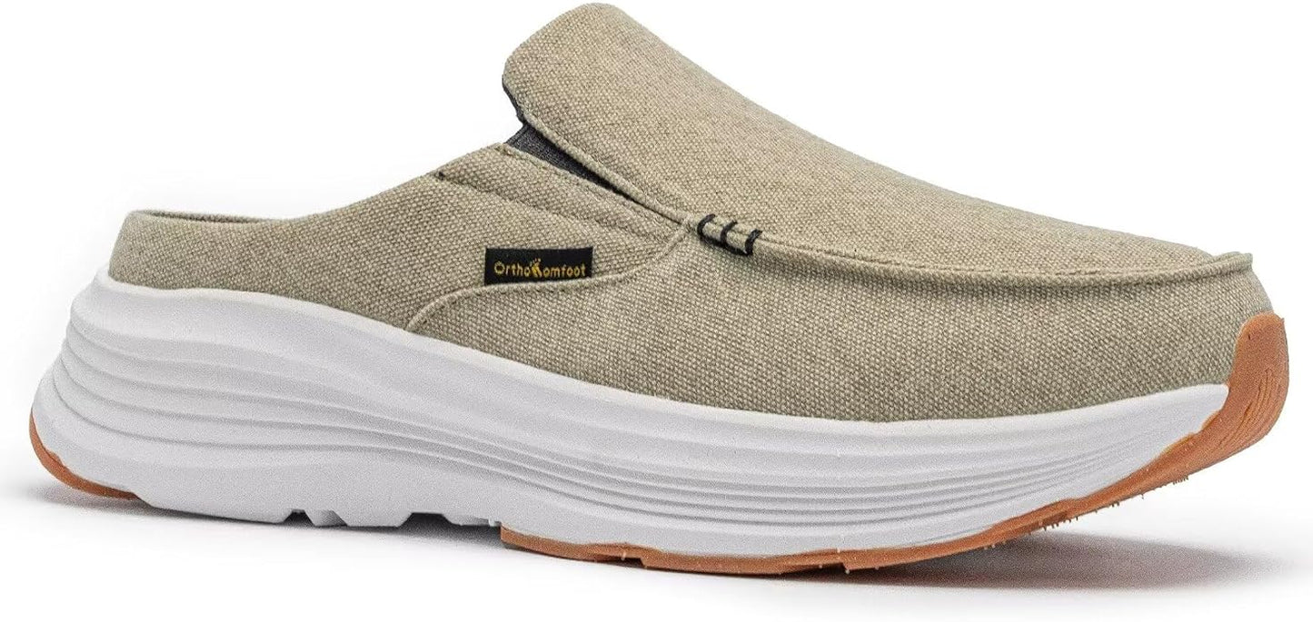 OrthoComfoot Men's Orthopedic Slip-On Loafers Walking Shoes: Casual Comfortable Arch Support Slippers for Plantar Fasciiti...