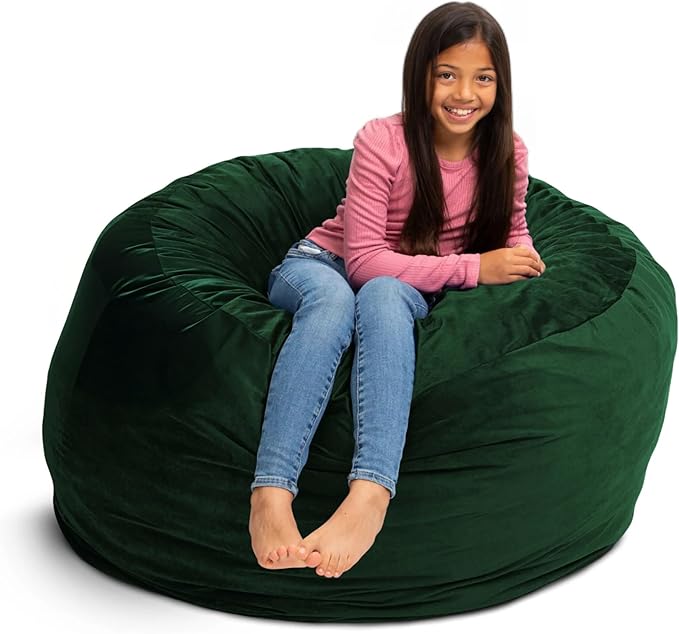 Ultimate Sack 4000 4-Foot Bean Bag Chair, Hunter Suede Cover – Oversized Foam Lounger, Floor Seat, Small Sofa, or Couch Bed for Living Area, Gaming Room, or Reading Lounge