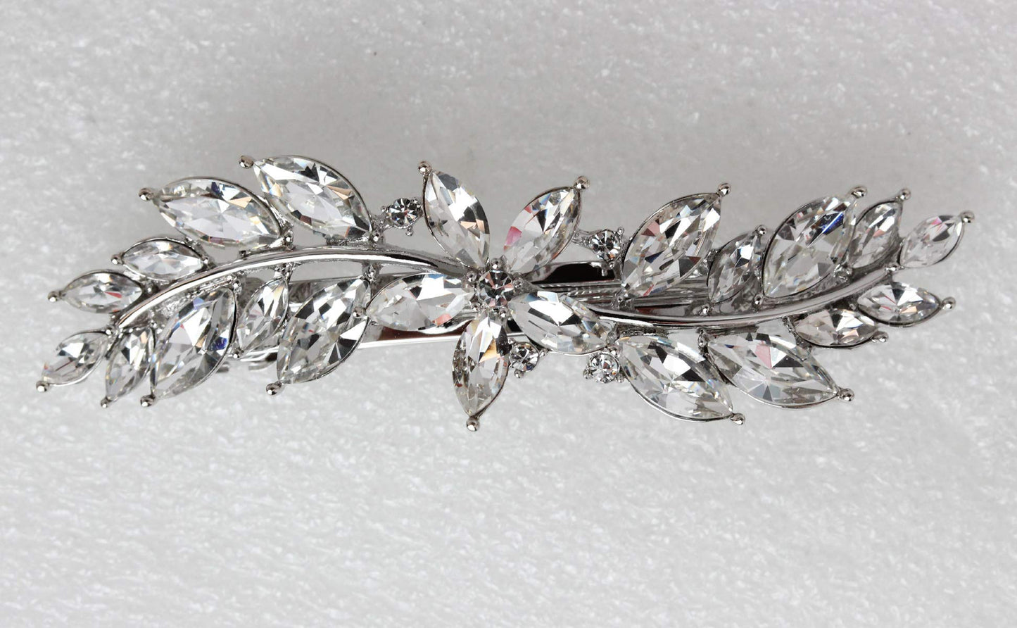 Faship Clear Rhinestone Crystal Flower Barrette Clip - Small, Elegant Hair Accessory, Model 11110206822101-BN1