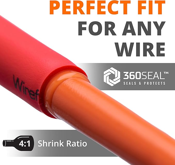Wirefy 5/8" Heat Shrink Tubing - 4:1 Ratio - Adhesive Lined - Resistant Heat Shrink - 50 Feet Roll - Red