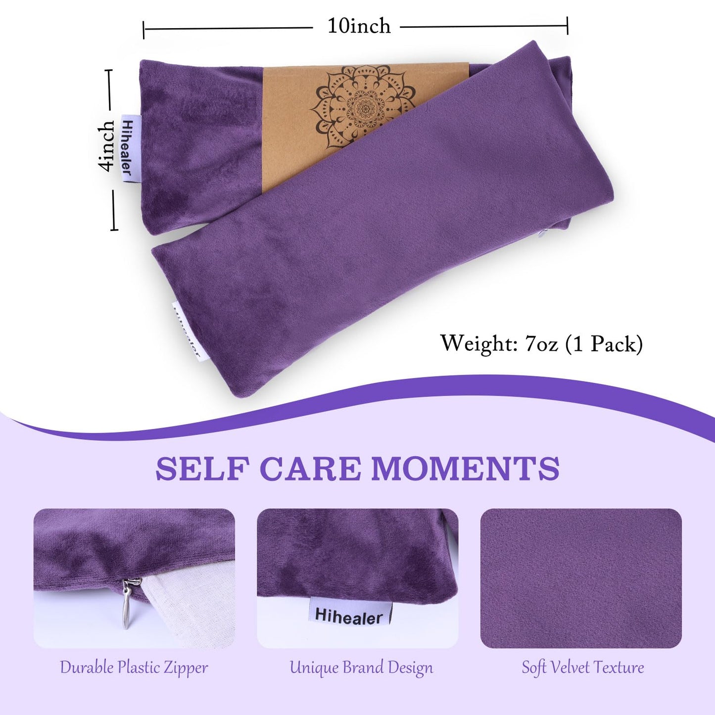 Weighted Eye Mask for Sleep, Yoga, Meditation, Lavender Eye Pillow Heated for Headache, Sinus, Dry Eyes Relief, Moist Heat Mask Purple Relaxation Gifts for Women (Purple)