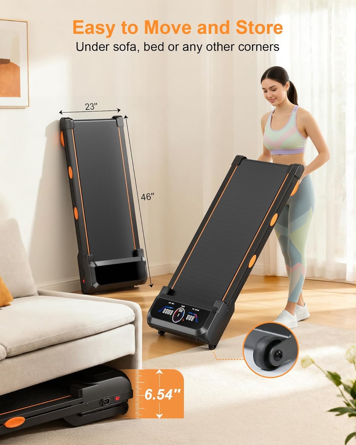 Walking Pad Treadmill with 15% Auto Incline 12-Level, Under Desk Treadmill for Home 450 lbs Capacity, Walking Pad with Incline, RGB UI Screen, Bluetooth Speaker & APP, 3.5HP Quiet Desk Treadmills