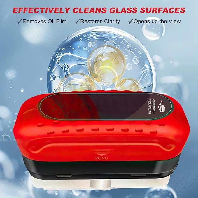 Car Glass Oil Film Cleaner, Automotive Oil Film Cleaning Brush for Car Windows, Clear Vision Glass Cleaner, Cars Windshield Cleaner Tool, Anti-Rain Fog Cleaning Glass Brush (2 Brushes + 2 Refills)