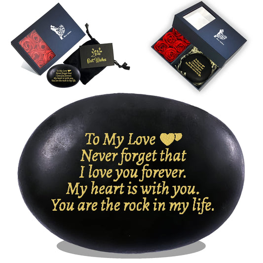 Anniversary Wedding Gifts for Him Her Boyfriend Girlfriend Husband Wife, Unique Engraved Rock Gifts with Romantic Words, 2.3-3.5 inches Stones Gifts