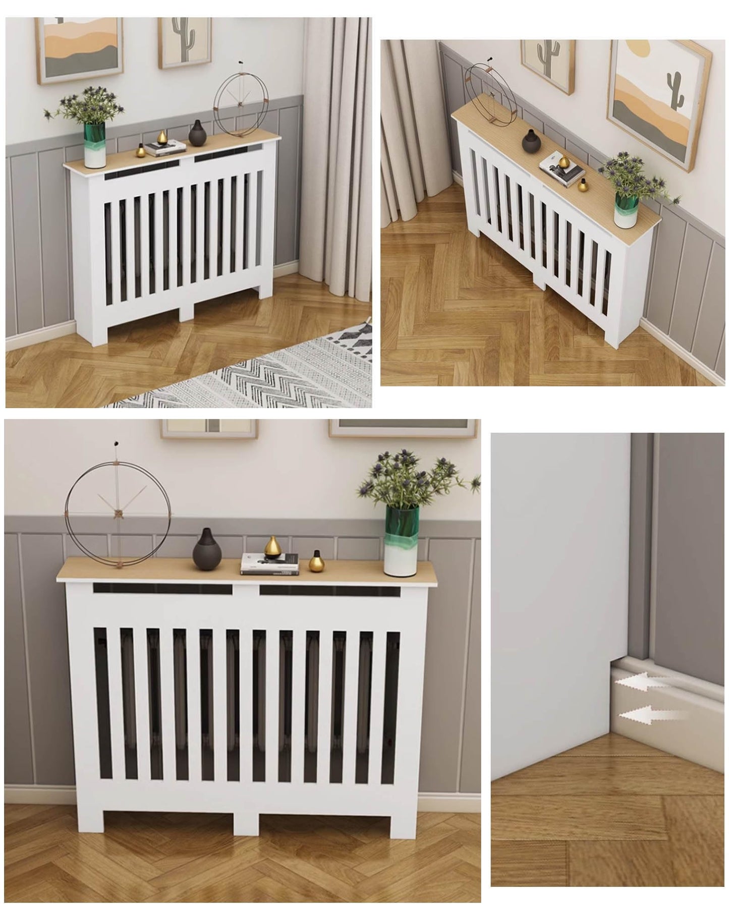 Modern Radiator Covers Wall Heater Cover Cabinet Shelf Bathroom Floor Radiator Shelve, Hide Cluttered Pipes/Easy To Install, Suitable For Household Living Room, White(19.7"Lx23.6"Hx7.9"W)