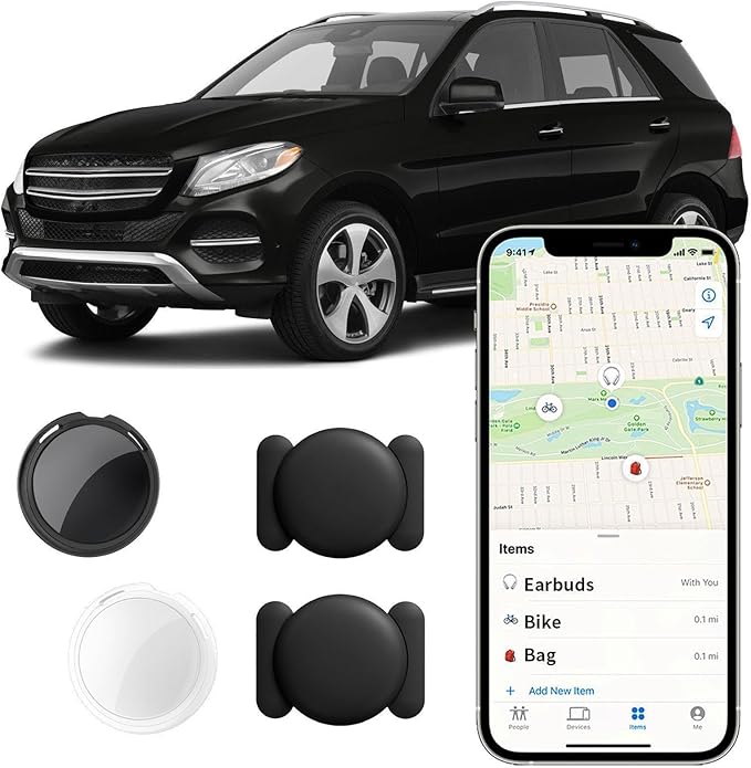 2 Pack No Subscription GPS Tracker for Vehicles Work with Find My (iOS Only) Magnetic Case Real-Time Mini Car Tracker Tag ...