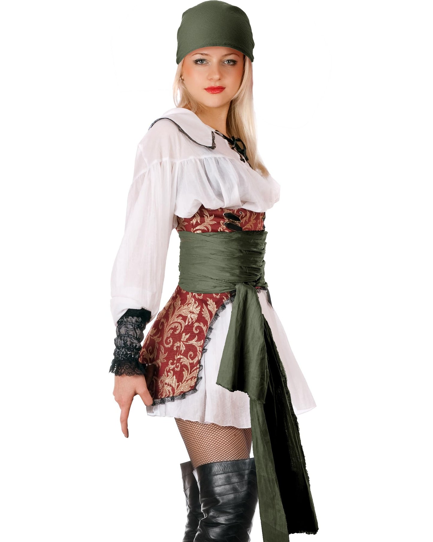 SATINIOR Halloween Pirate Costume Accessories Medieval Costume Bandana Headscarf,Sash Belt for Women and Men (Army Green)