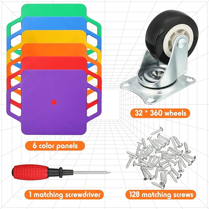 Jerify 8 Pieces Sports Scooter Board Sitting Scooter Board for Kids Plastic Floor with Non-Marring Plastic Casters, Physical Education for Home School Play Equipment