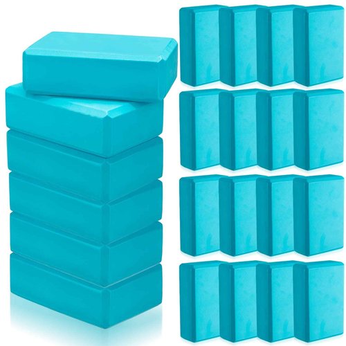 Outus 20 Pcs Yoga Blocks Bulk 9 x 6 x 3 Inch High Density Bricks to Improve Strength Flexibility Balance Soft Non Slip Gymnastic Blocks for Yoga Sports(Turquoise)
