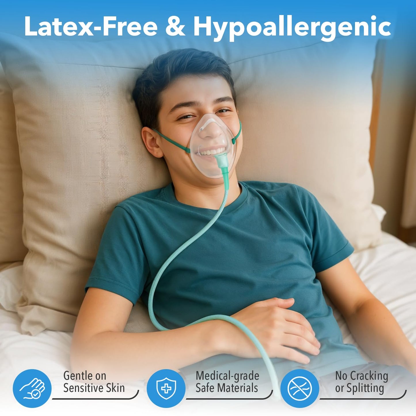 Oxygen Tubing 50 Ft Non Kinking High Flow, Medical Grade Universal Oxygen Hoses for Home Use, Compatible w/Standard Oxygen Therapy Devices & Connectors, O2 Tubing for Oxygen Concentrator (1 Pack)