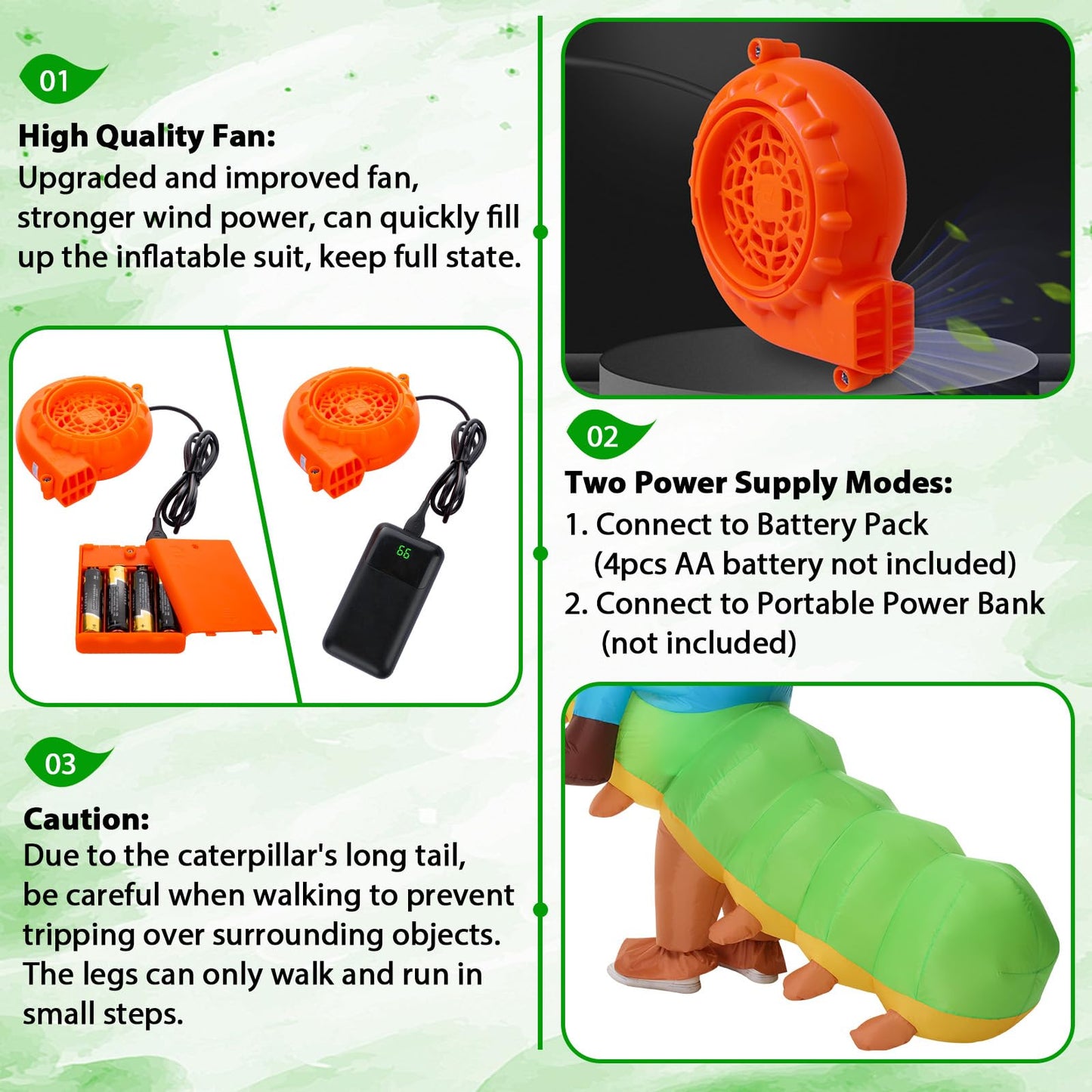 Acekar Inflatable Costume For Adults,Inflatable Caterpillar Riding Costume,Halloween Blow up Costume for Women Men Cosplay Parties