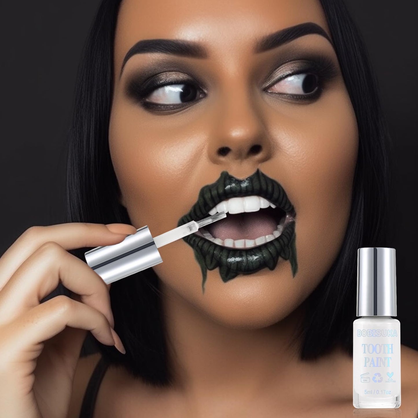 BOBISUKA White Tooth Paint, Instant Bright White Vampiric Tooth Costume - No Streak, Safe, Long Last Tooth Makeup FX Paint, Perf