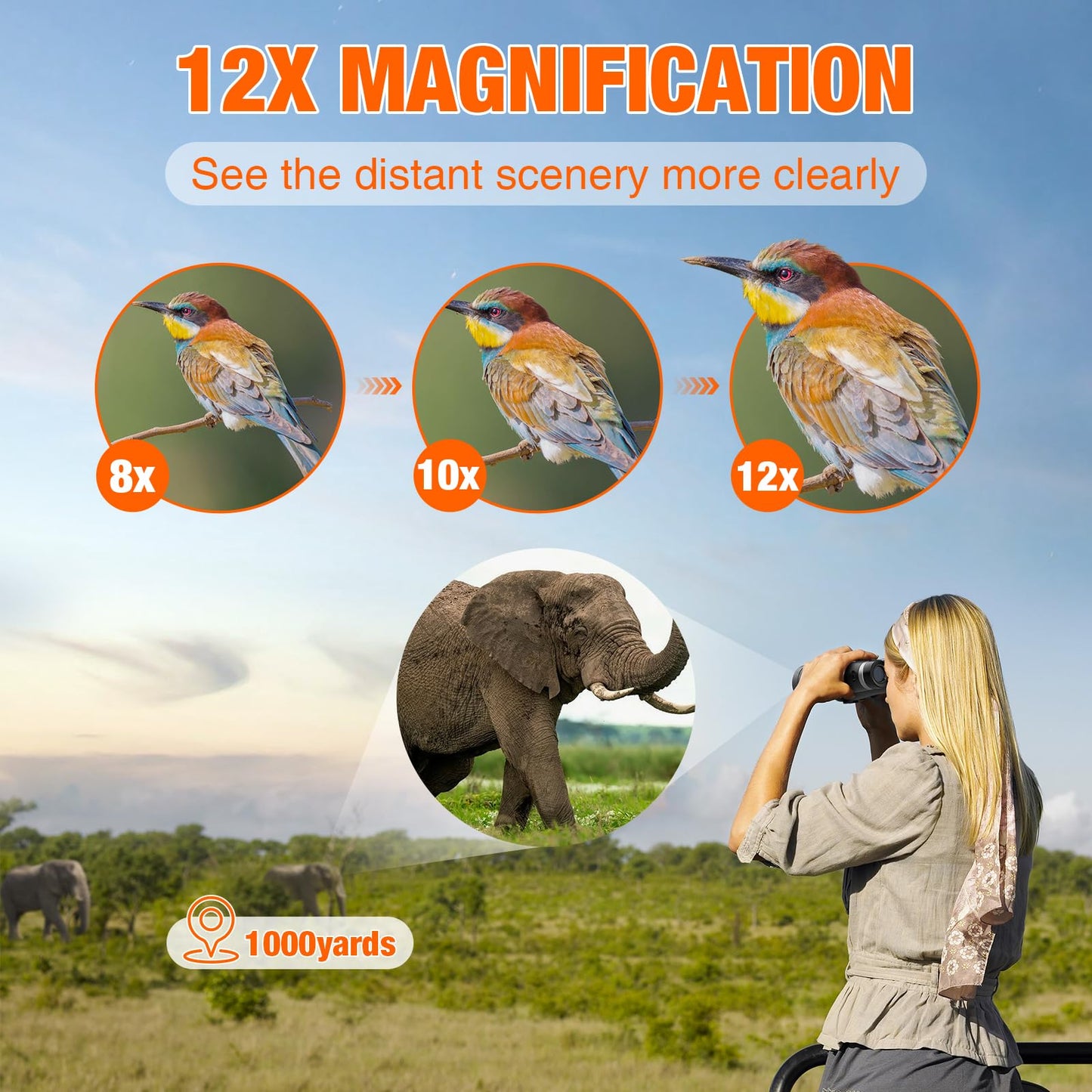 Sogries 12x50 ED Binoculars for Adults High Powered HD Professional Waterproof Optics BAK4 Prism FMC Lens Bird Watching Binoculars for Cruise Ship Travel Hunting Birding Concerts Stargazing Long Range
