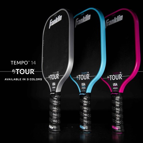 Franklin Sport Pro Pickleball Paddles - FS Tour Series Carbon Fiber Paddles - Official USA Pickleball (USAPA) Approved Racket - Tempo Pro Player - 14mm Polymer Core - Gray